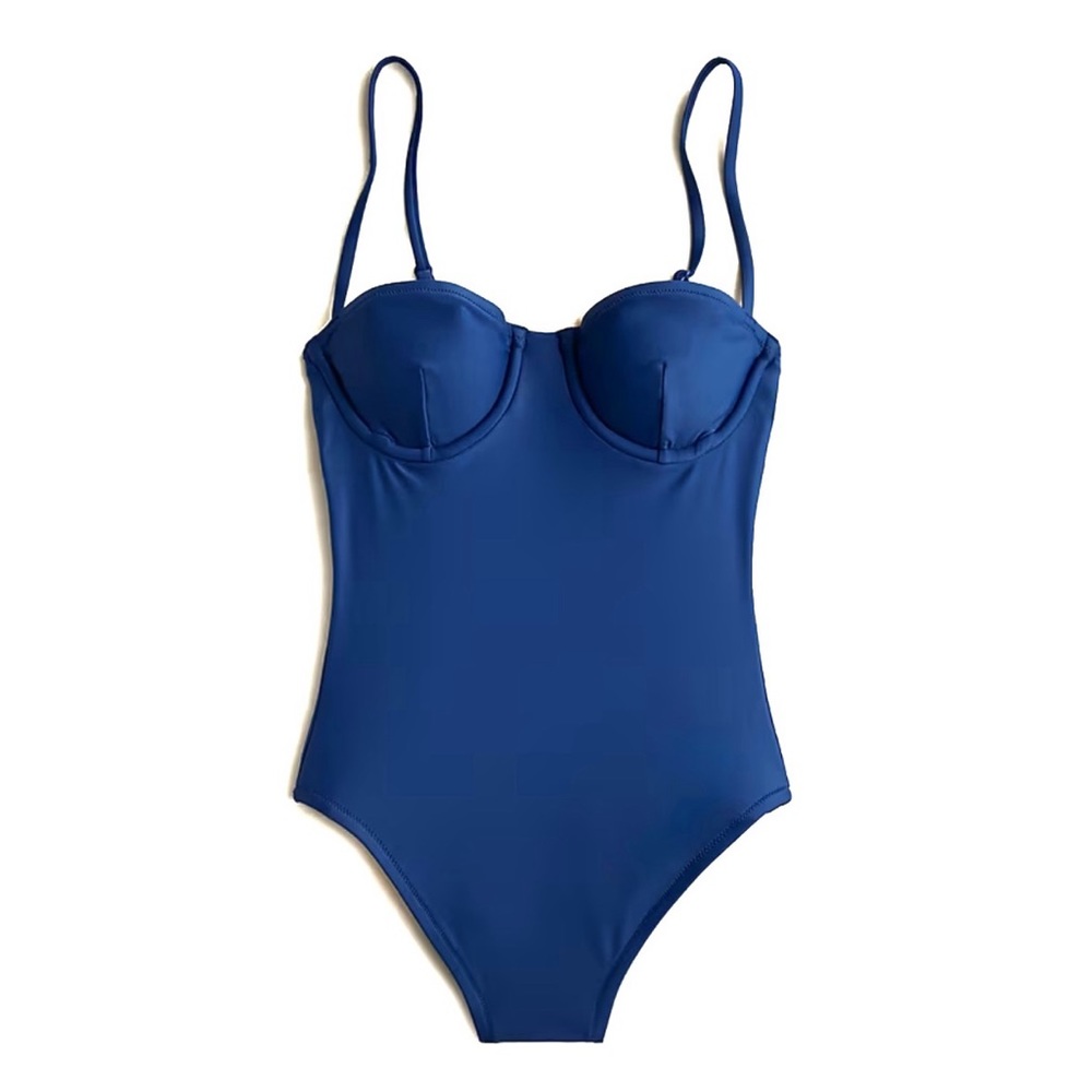 J.Crew Heritage Balconette Underwire One Piece Bikini Harbor View Blue Swimsuit